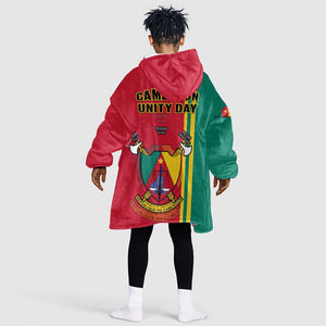 Cameroon Happy Unity Day Cameroun Coat Of Arms KId Wearable Blanket Hoodie