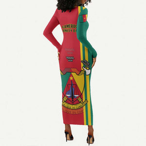 Cameroon Happy Unity Day Cameroun Coat Of Arms Long Sleeve Bodycon Dress