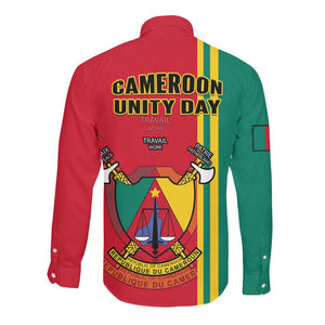 Cameroon Happy Unity Day Cameroun Coat Of Arms Long Sleeve Button Shirt