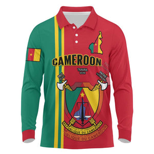 Cameroon Happy Unity Day Cameroun Coat Of Arms Long Sleeve Polo Shirt