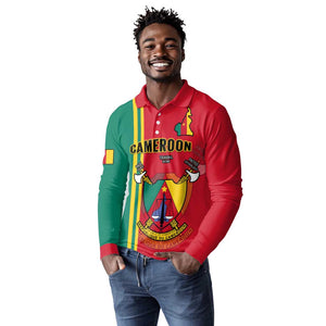 Cameroon Happy Unity Day Cameroun Coat Of Arms Long Sleeve Polo Shirt