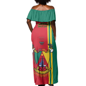 Cameroon Happy Unity Day Cameroun Coat Of Arms Off Shoulder Maxi Dress