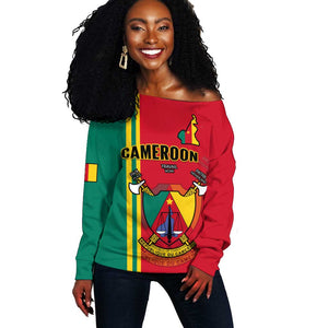 Cameroon Happy Unity Day Cameroun Coat Of Arms Off Shoulder Sweater