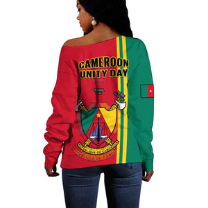 Cameroon Happy Unity Day Cameroun Coat Of Arms Off Shoulder Sweater