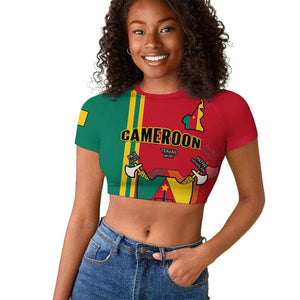 Cameroon Happy Unity Day Cameroun Coat Of Arms Raglan Cropped T shirt