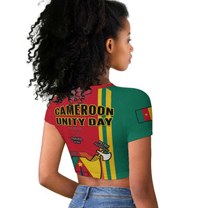 Cameroon Happy Unity Day Cameroun Coat Of Arms Raglan Cropped T shirt