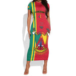 Cameroon Happy Unity Day Cameroun Coat Of Arms Short Sleeve Bodycon Dress LT14