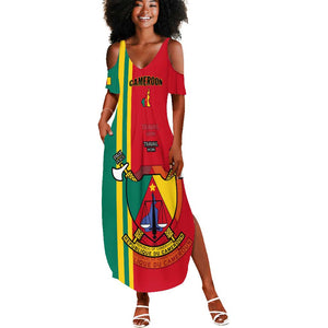 Cameroon Happy Unity Day Cameroun Coat Of Arms Summer Maxi Dress