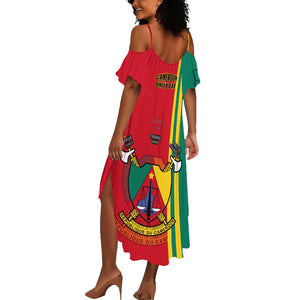 Cameroon Happy Unity Day Cameroun Coat Of Arms Summer Maxi Dress