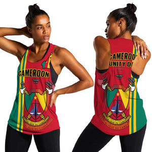 Cameroon Happy Unity Day Cameroun Coat Of Arms Women Racerback Tank