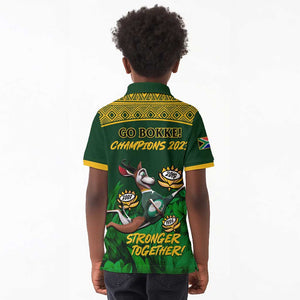 South Africa Rugby Kid Polo Shirt Go Bokke World Cup Champions History