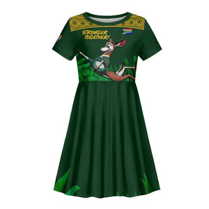 South Africa Rugby Kid Short Sleeve Dress Go Bokke World Cup Champions History