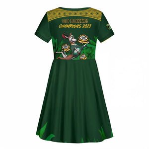 South Africa Rugby Kid Short Sleeve Dress Go Bokke World Cup Champions History