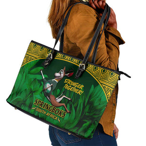 South Africa Rugby Leather Tote Bag Go Bokke World Cup Champions History