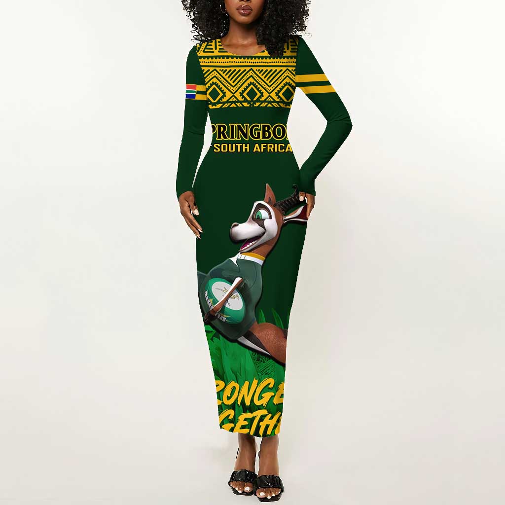 South Africa Rugby Long Sleeve Bodycon Dress Go Bokke World Cup Champions History