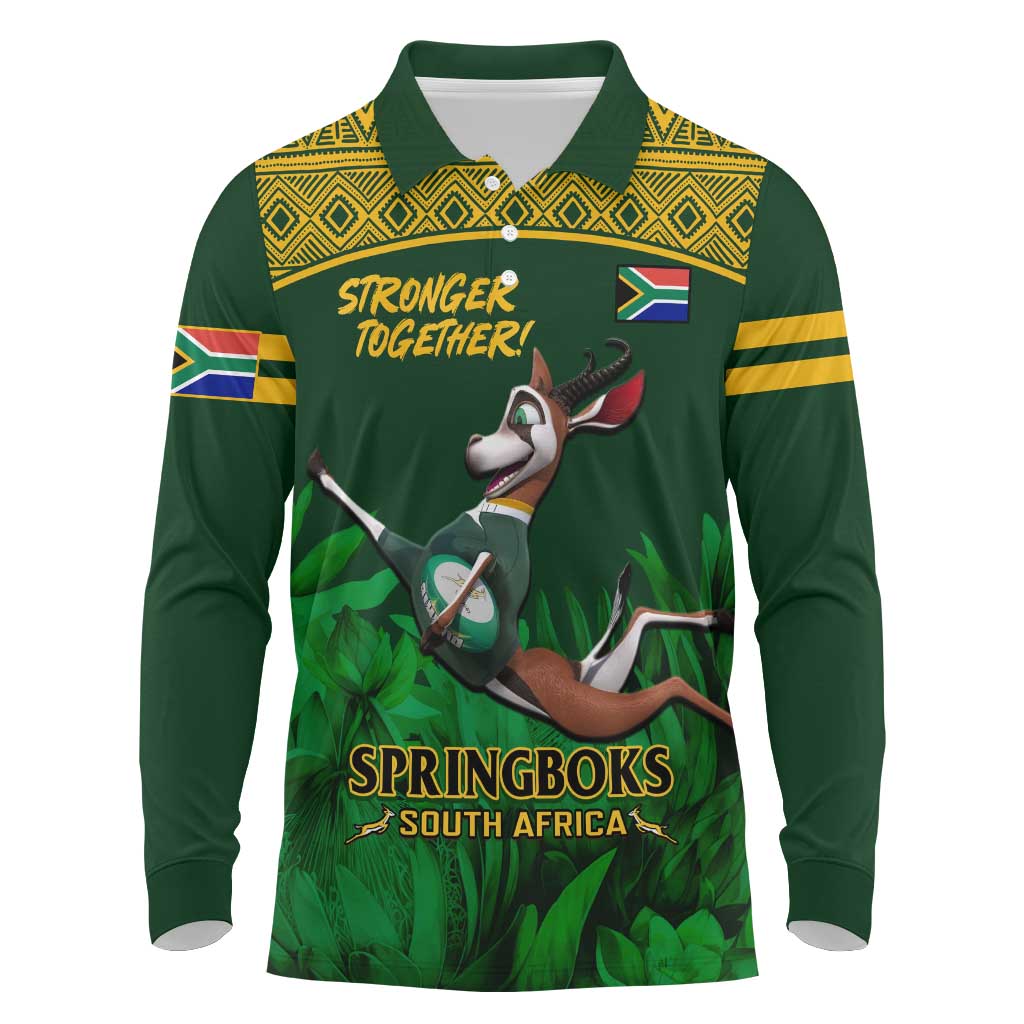 South Africa Rugby Long Sleeve Polo Shirt Go Bokke World Cup Champions History