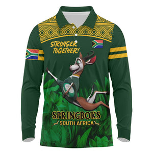 South Africa Rugby Long Sleeve Polo Shirt Go Bokke World Cup Champions History