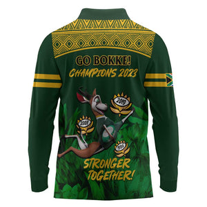 South Africa Rugby Long Sleeve Polo Shirt Go Bokke World Cup Champions History