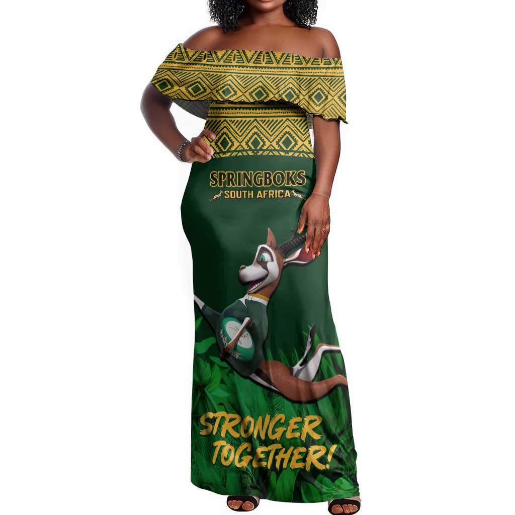 South Africa Rugby Off Shoulder Maxi Dress Go Bokke World Cup Champions History