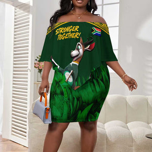 South Africa Rugby Off Shoulder Short Dress Go Bokke World Cup Champions History LT14