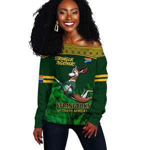 South Africa Rugby Off Shoulder Sweater Go Bokke World Cup Champions History