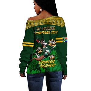 South Africa Rugby Off Shoulder Sweater Go Bokke World Cup Champions History