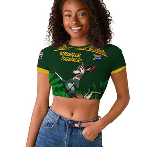 South Africa Rugby Raglan Cropped T shirt Go Bokke World Cup Champions History