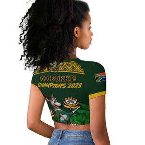 South Africa Rugby Raglan Cropped T shirt Go Bokke World Cup Champions History