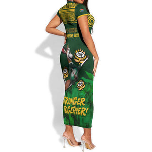 South Africa Rugby Short Sleeve Bodycon Dress Go Bokke World Cup Champions History LT14