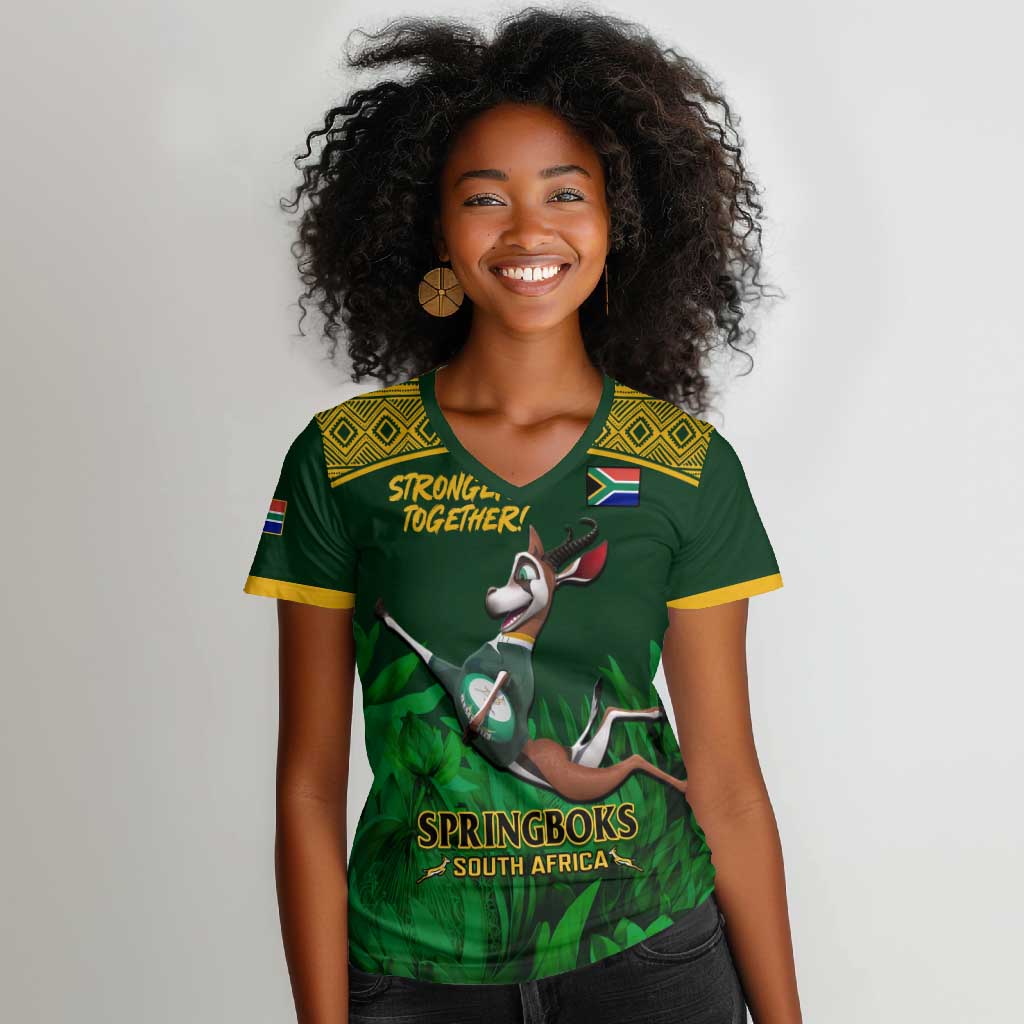 South Africa Rugby Women V-Neck T-Shirt Go Bokke World Cup Champions History