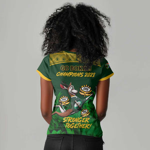 South Africa Rugby Women V-Neck T-Shirt Go Bokke World Cup Champions History