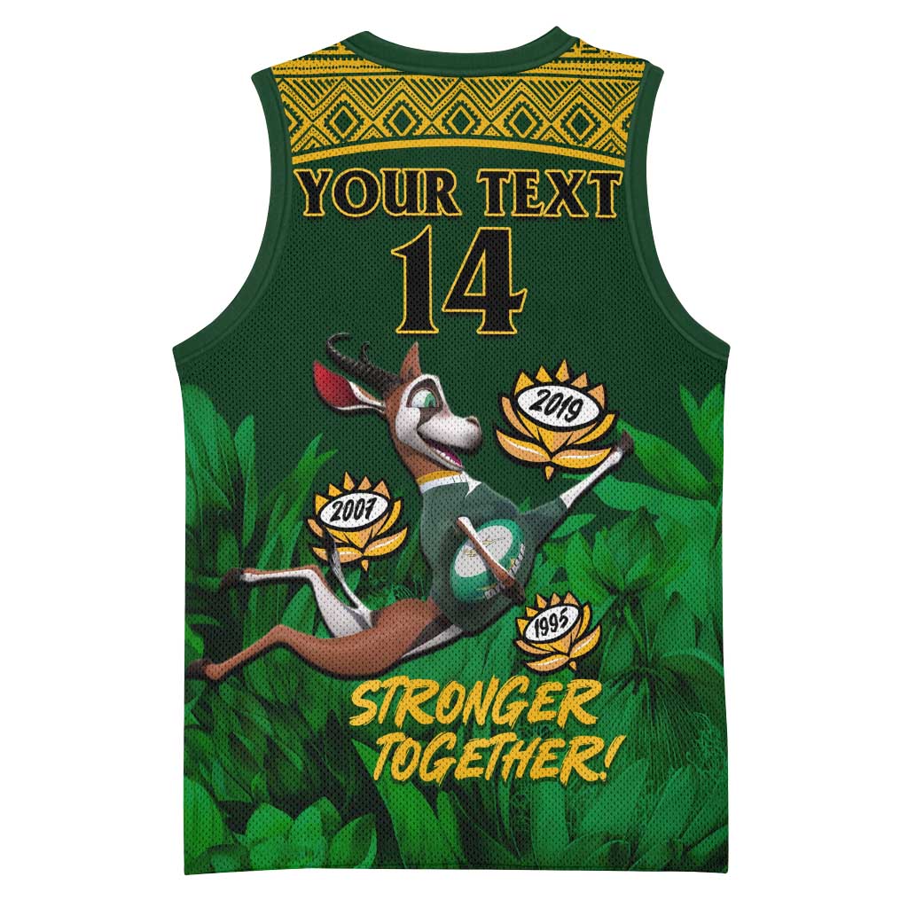 Custom South Africa Rugby Basketball Jersey Go Bokke World Cup Champions History LT14