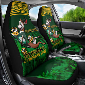 Custom South Africa Rugby Car Seat Cover Go Bokke World Cup Champions History