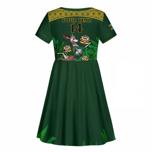 Custom South Africa Rugby Kid Short Sleeve Dress Go Bokke World Cup Champions History