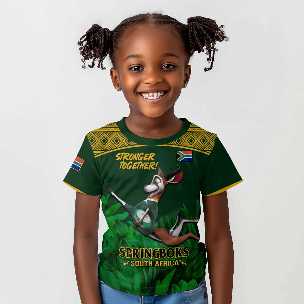 Custom South Africa Rugby Kid T shirt Go Bokke World Cup Champions History