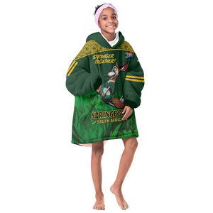 Custom South Africa Rugby KId Wearable Blanket Hoodie Go Bokke World Cup Champions History