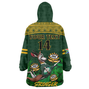 Custom South Africa Rugby KId Wearable Blanket Hoodie Go Bokke World Cup Champions History