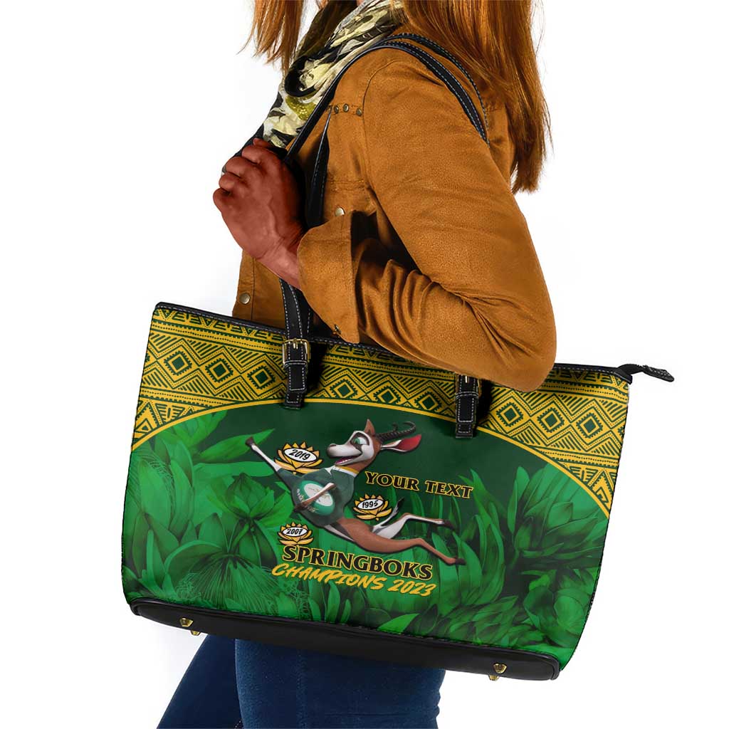 Custom South Africa Rugby Leather Tote Bag Go Bokke World Cup Champions History