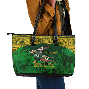 Custom South Africa Rugby Leather Tote Bag Go Bokke World Cup Champions History