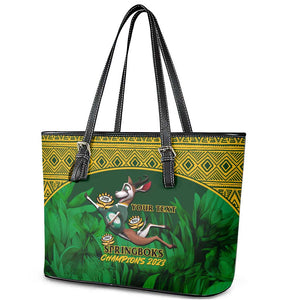 Custom South Africa Rugby Leather Tote Bag Go Bokke World Cup Champions History