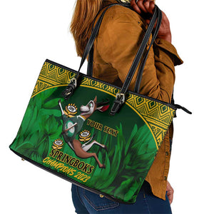 Custom South Africa Rugby Leather Tote Bag Go Bokke World Cup Champions History