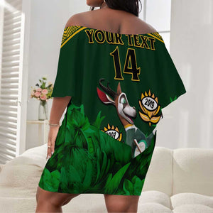 Custom South Africa Rugby Off Shoulder Short Dress Go Bokke World Cup Champions History LT14