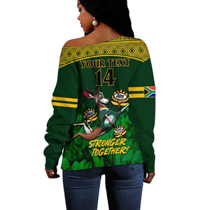 Custom South Africa Rugby Off Shoulder Sweater Go Bokke World Cup Champions History