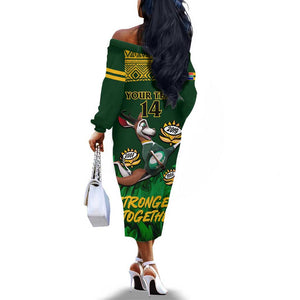 Custom South Africa Rugby Off The Shoulder Long Sleeve Dress Go Bokke World Cup Champions History