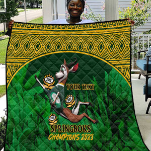 Custom South Africa Rugby Quilt Go Bokke World Cup Champions History