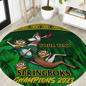 Custom South Africa Rugby Round Carpet Go Bokke World Cup Champions History