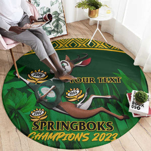 Custom South Africa Rugby Round Carpet Go Bokke World Cup Champions History