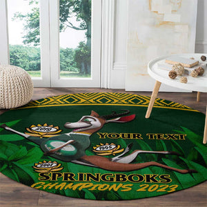 Custom South Africa Rugby Round Carpet Go Bokke World Cup Champions History