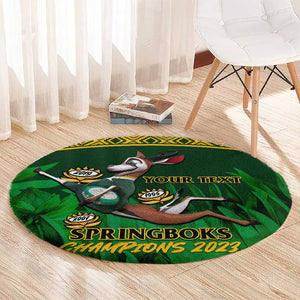 Custom South Africa Rugby Round Carpet Go Bokke World Cup Champions History