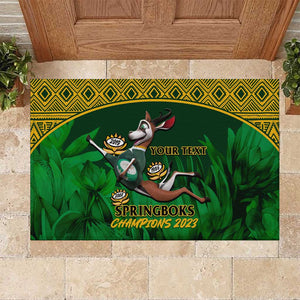 Custom South Africa Rugby Rubber Doormat Go Bokke World Cup Champions History